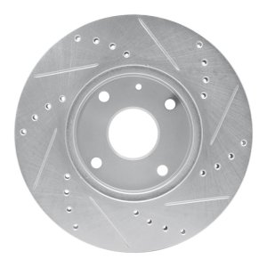 Chevrolet Epica Brake Rotor (1) - Front Left - R1 Concepts - Drilled & Slotted - Silver - `04-`10